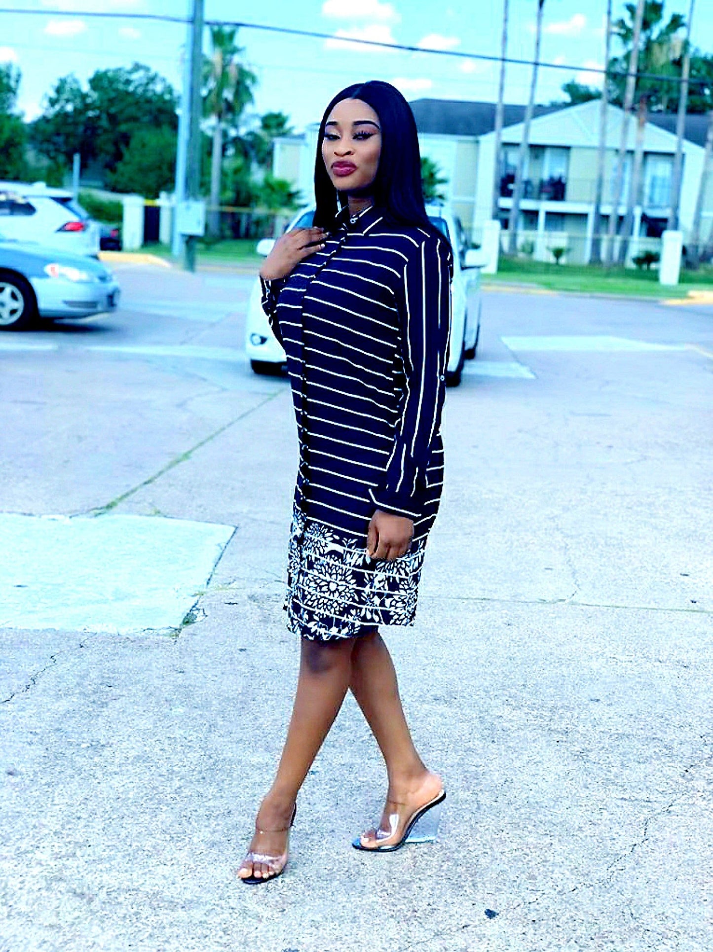 STRIPE UP ME SHIRT DRESS - MOROCKS