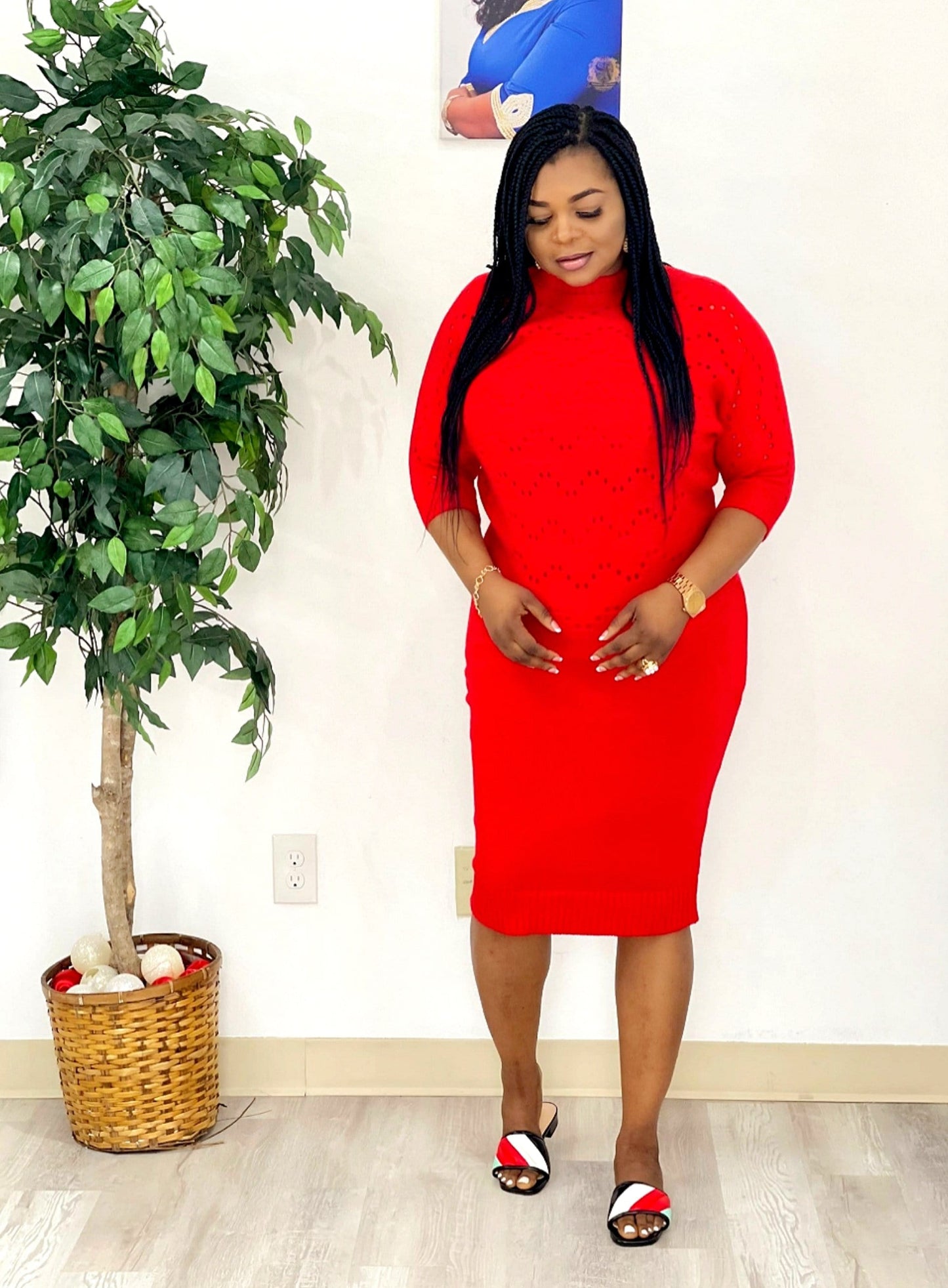 Red Rose Sweater Dress New Arrivals - MOROCKS