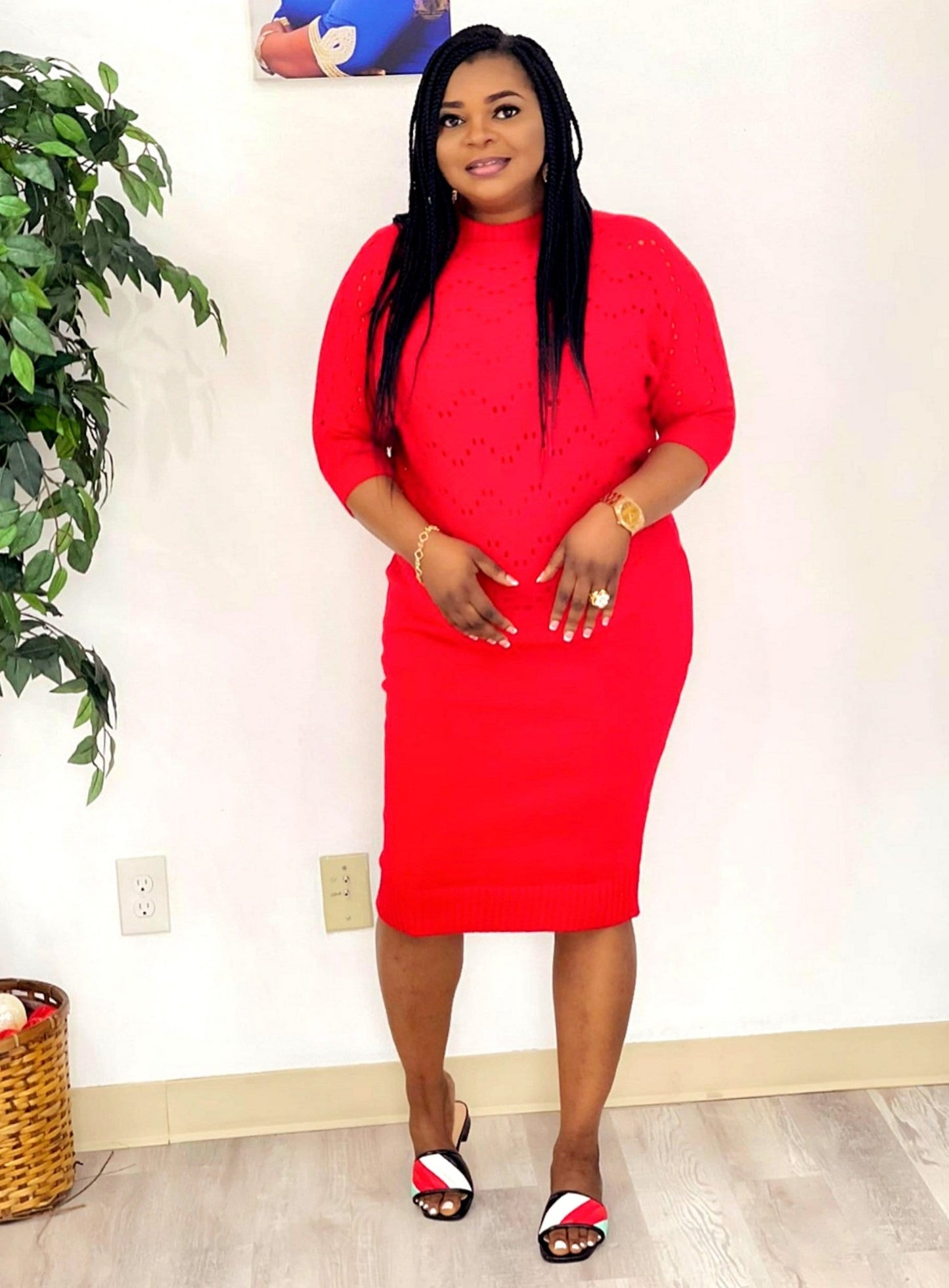 Red Rose Sweater Dress New Arrivals - MOROCKS